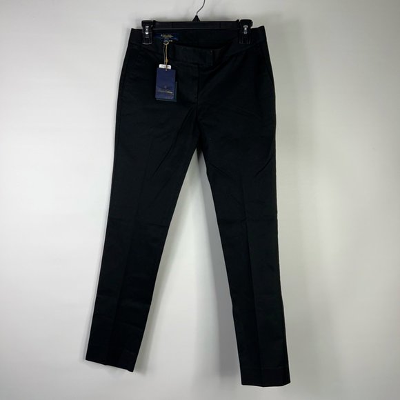 Brooks Brothers Womens Advantage Chino Wrinkle Free Stretch Pants Black 2 $98